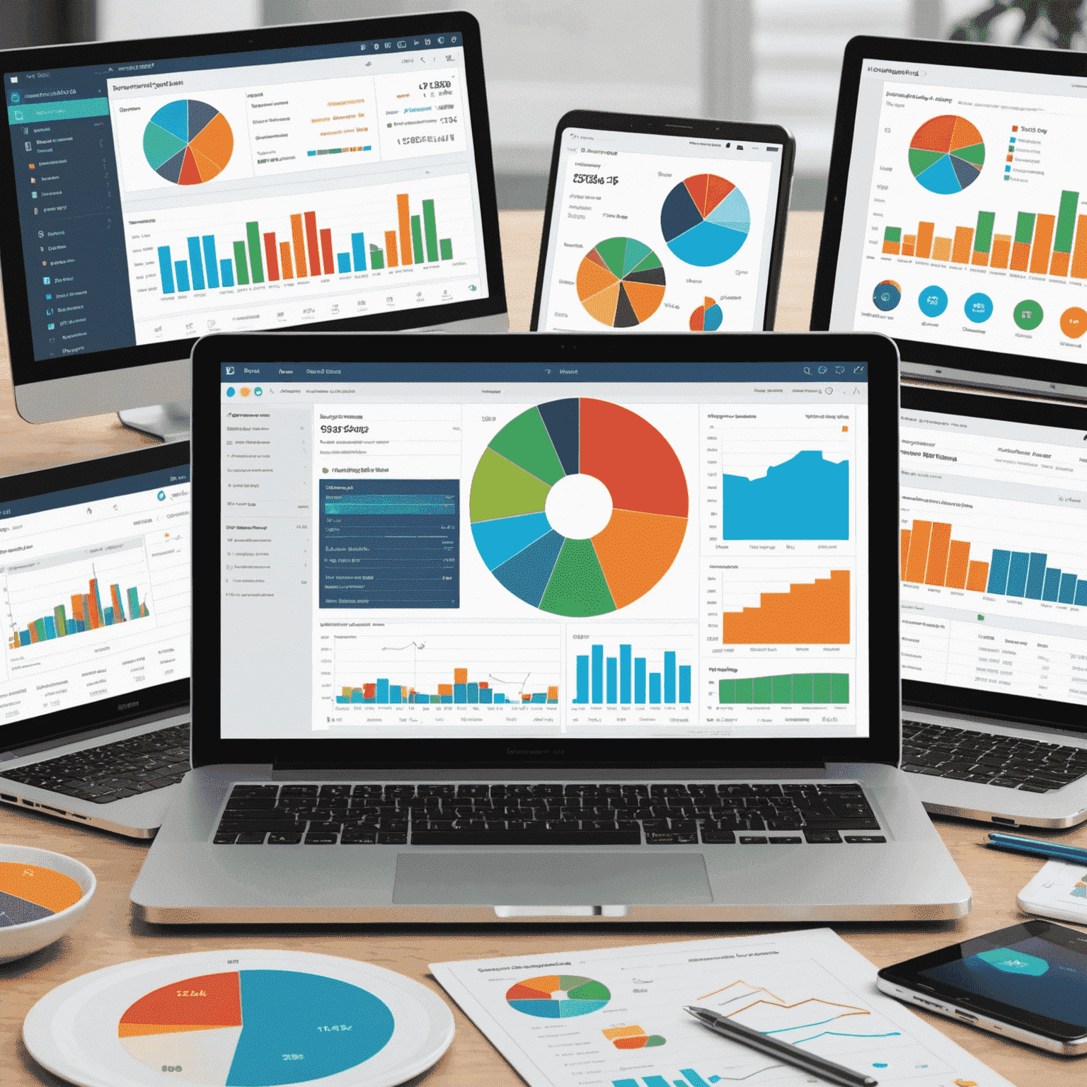 Collage of various budgeting apps and software interfaces, showing colorful graphs, charts, and user-friendly dashboards